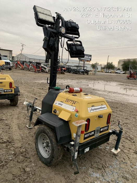 2022 Allmand NLV3GR (4) LED Light Fixture 350W, 23' Vertical Mast, 3kW Prime, Towable, Deep Sea L401, Leveling Jacks, Yanmar T4F 5.8hp