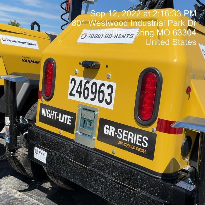 2022 Allmand NLV3GR (4) LED Light Fixture 350W, 23' Vertical Mast, 3kW Prime, Towable, ES Decals, T3