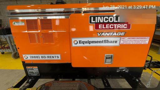 2021 Lincoln Electric Vantage 322 Vantage 322 Ready Pak 3 w/ Decals, ORANGE (includes trailer, cable rack, fender light kit) NO Telematics