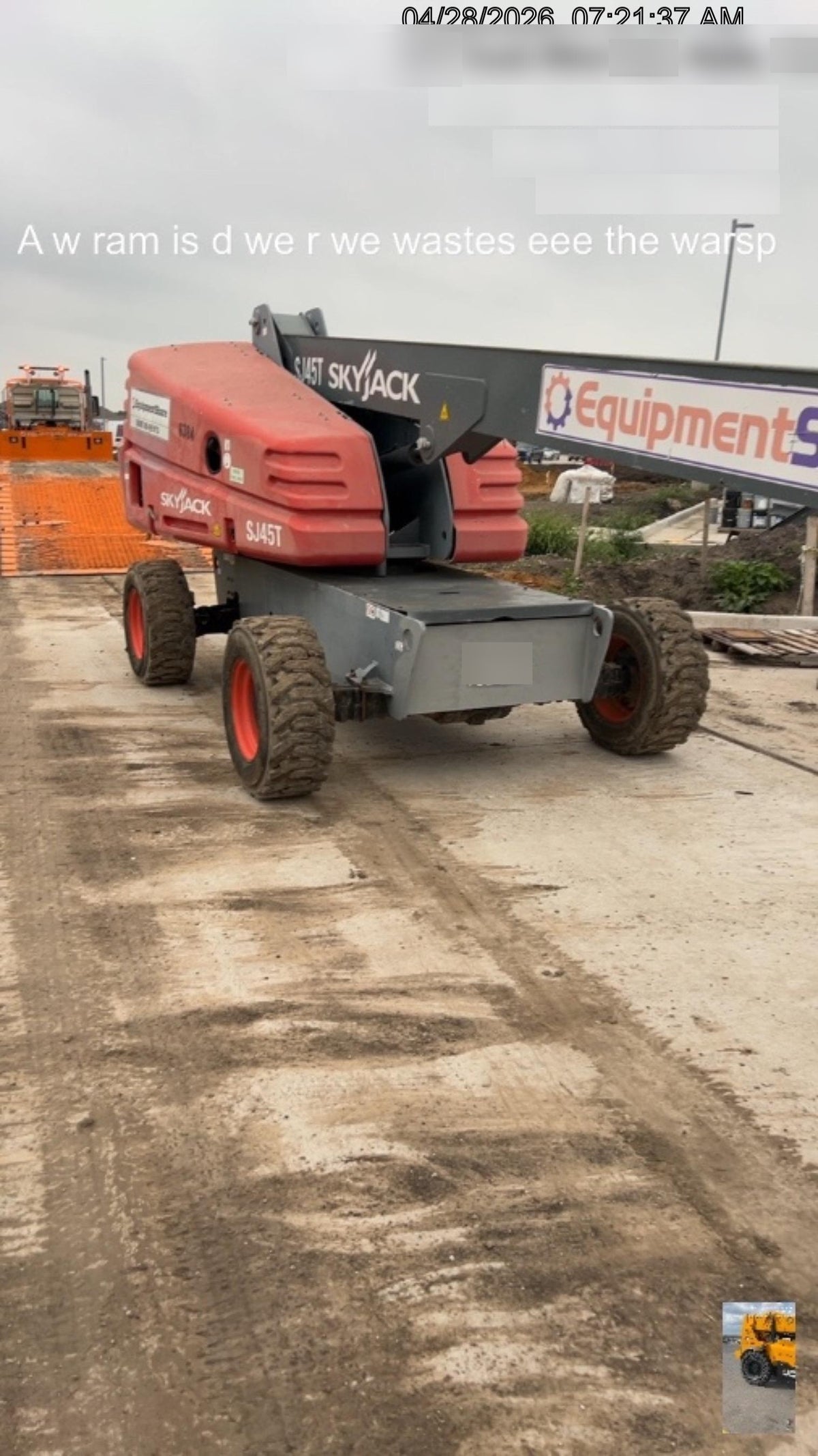 2017 Skyjack SJ45T+ Skyjack 45T, Diesel Engine, Foam Filled Tires,36x96" Platform, Extended Warranty 5yr/5k hr