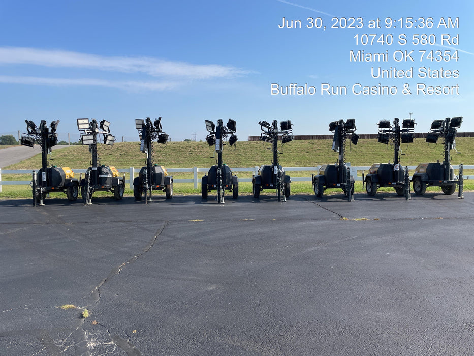 2022 Allmand NLV3GR (4) LED Light Fixture 350W, 23' Vertical Mast, 3kW Prime, Towable, ES Decals, T3