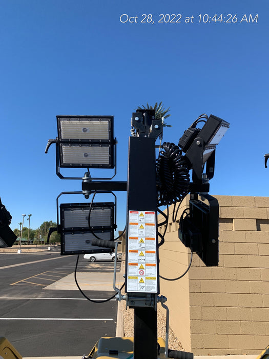 2022 Allmand NLV3GR (4) LED Light Fixture 350W, 23' Vertical Mast, 3kW Prime, Towable, ES Decals, T3