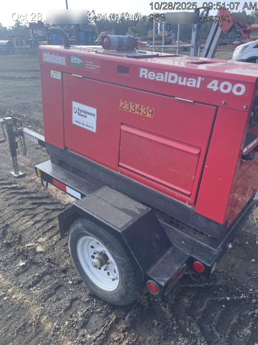 2022 Shindaiwa DGW400MDL Kubota D902 Engine, 23 HP, Dual Op Welder, Wire, Arc, Droop Stick, Tig, and CC Stick Functionality, Simulphase, 3 Phase and 1 Phase Gen Output, Single Axle NB Trlr, Slr Trckl Chrg 12V 12W, Fire Ext