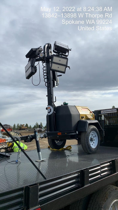 2021 Allmand NLV3GR (4) LED Light Fixture 350W, 23' Vertical Mast, 3kW Prime, Towable, Deep Sea L401, Leveling Jacks, Yanmar T4F 5.8hp