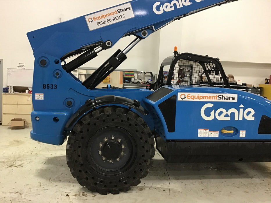 2018 Genie GTH-844 Genie GTH-844D w/Open ROPS, Solid Tires, Work Light/Beacon, 60" Carriage and Forks