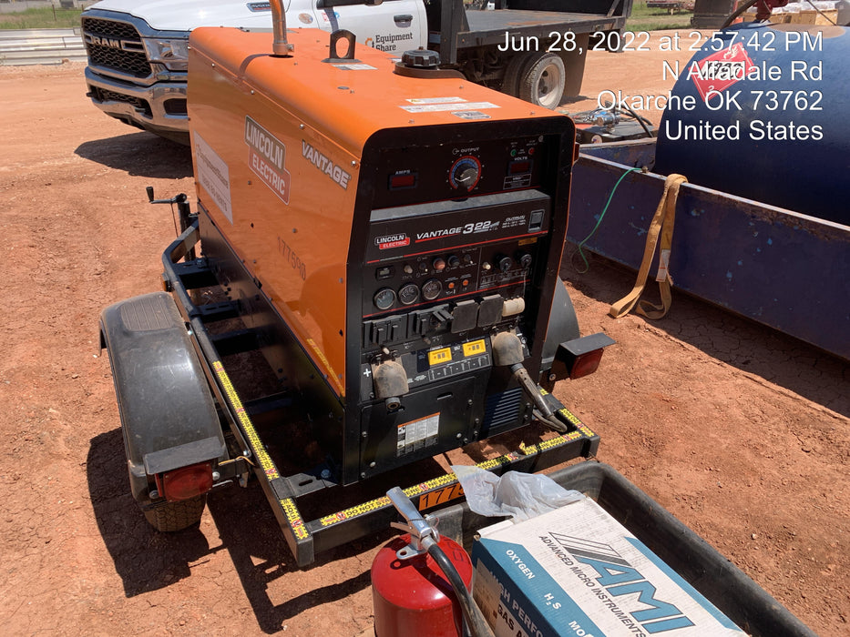 2021 Lincoln Electric Vantage 322 Vantage 322 Ready Pak 3 w/ Decals, ORANGE (includes trailer, cable rack, fender light kit) NO Telematics