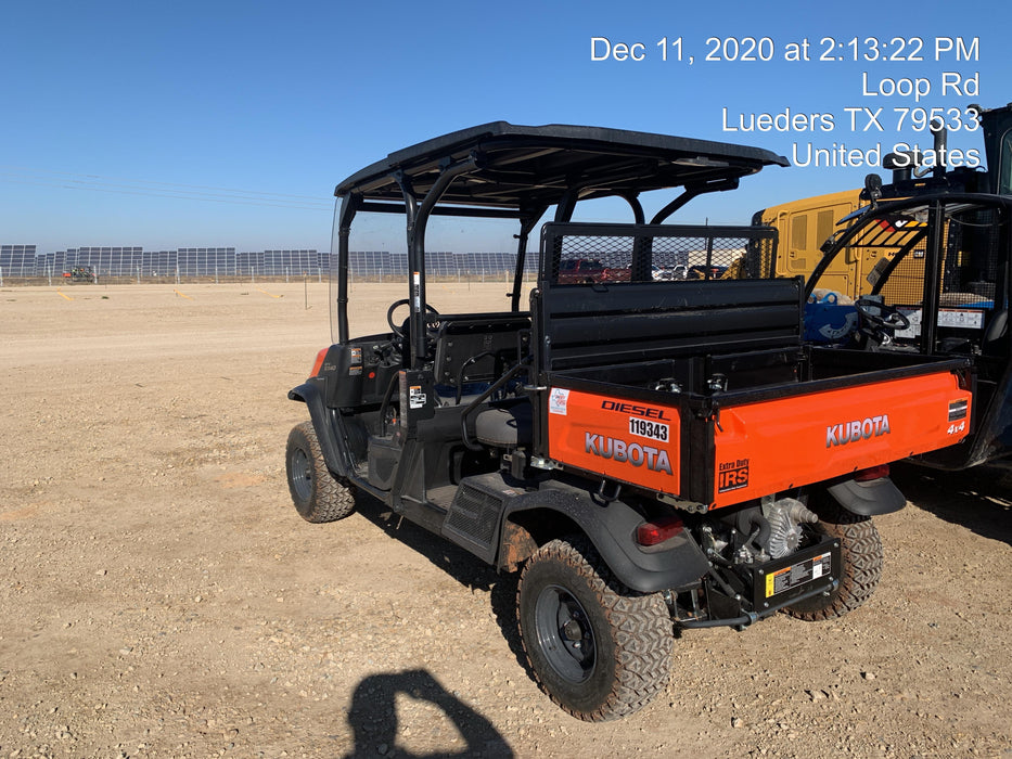 Kubota RTV-X1140W-H Canopy, 4-Seater, Diesel, Windshield Acrylic Clear, LED Strobe, Backup Alarm