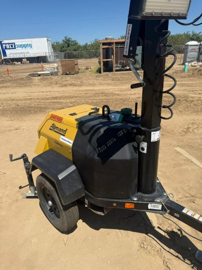 2022 Allmand NLV3GR (4) LED Light Fixture 350W, 23' Vertical Mast, 3kW Prime, Towable, Deep Sea L401, Leveling Jacks, Yanmar T4F 5.8hp