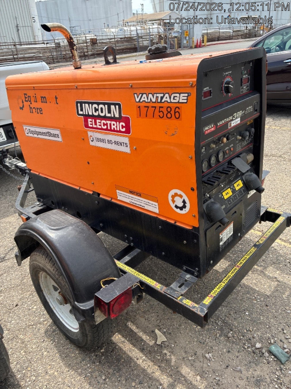 2021 Lincoln Electric Vantage 322 Vantage 322 Ready Pak 3 w/ Decals, ORANGE (includes trailer, cable rack, fender light kit) NO Telematics