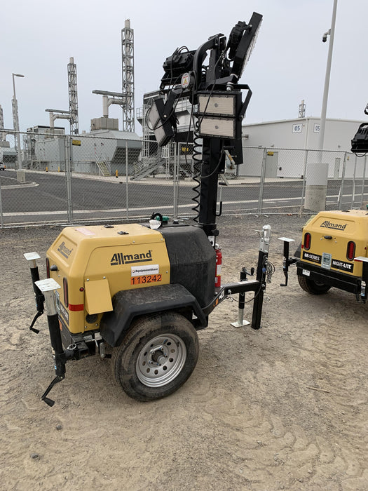 2020 Allmand NLV3GR (4) LED Light Fixture 350W, 23' Vertical Mast, 3kW Prime, Towable, Deep Sea L401, Leveling Jacks, Yanmar T4F 5.8hp