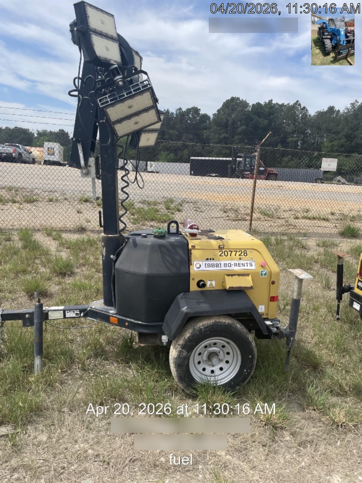 2022 Allmand NLV3GR (4) LED Light Fixture 350W, 23' Vertical Mast, 3kW Prime, Towable, Deep Sea L401, Leveling Jacks, Yanmar T4F 5.8hp