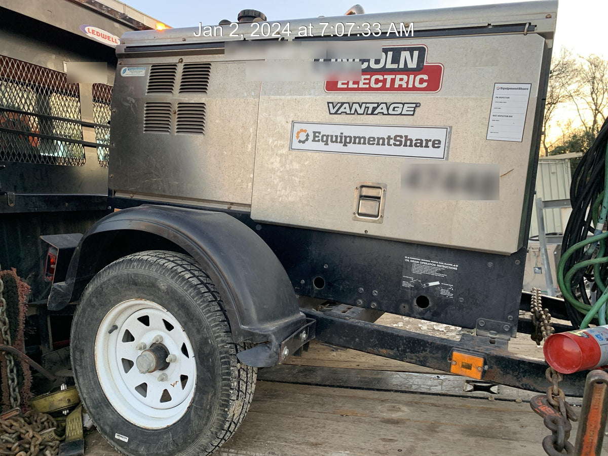 2019 Lincoln Electric Vantage 322 Ready-Pak 3, Two Wheel Trailer, Fender and Light Kit, Cable Rack