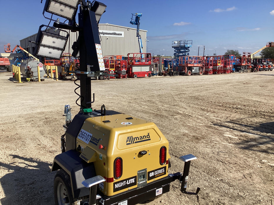 2022 Allmand NLV3GR (4) LED Light Fixture 350W, 23' Vertical Mast, 3kW Prime, Towable, ES Decals, T3