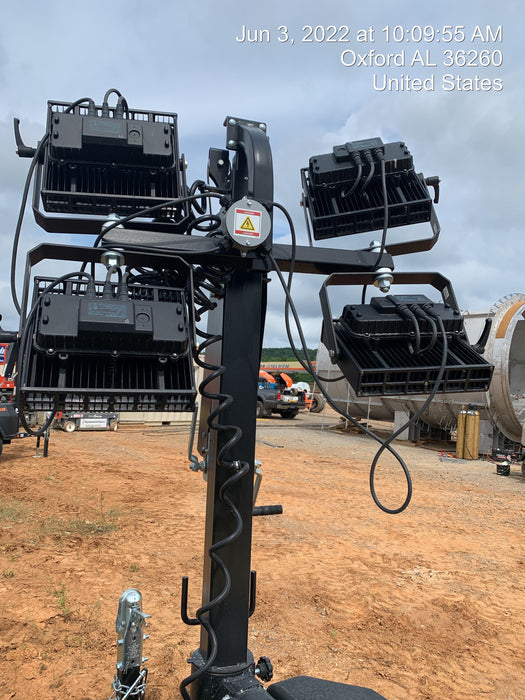 2022 Allmand NLV3GR (4) LED Light Fixture 350W, 23' Vertical Mast, 3kW Prime, Towable, Deep Sea L401, Leveling Jacks, Yanmar T4F 5.8hp