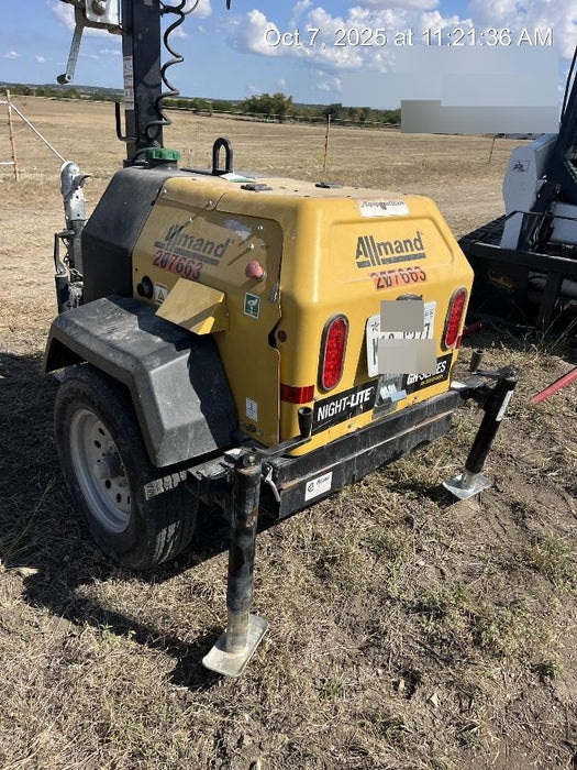 2022 Allmand NLV3GR (4) LED Light Fixture 350W, 23' Vertical Mast, 3kW Prime, Towable, Deep Sea L401, Leveling Jacks, Yanmar T4F 5.8hp