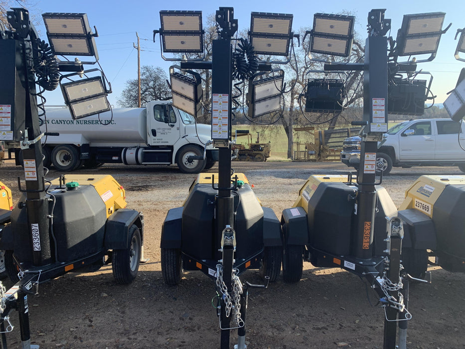 2022 Allmand NLV3GR (4) LED Light Fixture 350W, 23' Vertical Mast, 3kW Prime, Towable, ES Decals, T3