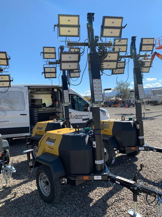 2022 Allmand NLV3GR (4) LED Light Fixture 350W, 23' Vertical Mast, 3kW Prime, Towable, ES Decals, T3