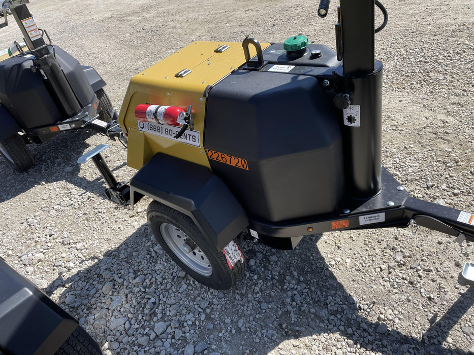 2022 Allmand NLV3GR (4) LED Light Fixture 350W, 23' Vertical Mast, 3kW Prime, Towable, Deep Sea L401, Leveling Jacks, Yanmar T4F 5.8hp