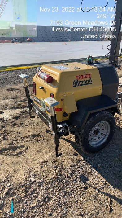 2022 Allmand NLV3GR (4) LED Light Fixture 350W, 23' Vertical Mast, 3kW Prime, Towable, ES Decals, T3