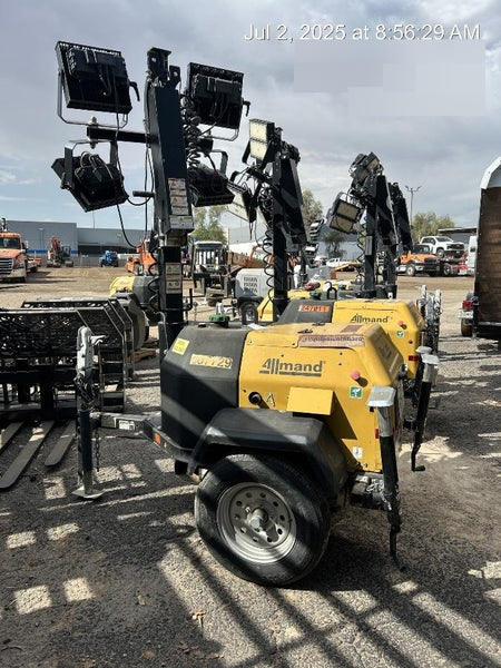 2022 Allmand NLV3GR (4) LED Light Fixture 350W, 23' Vertical Mast, 3kW Prime, Towable, Deep Sea L401, Leveling Jacks, Yanmar T4F 5.8hp