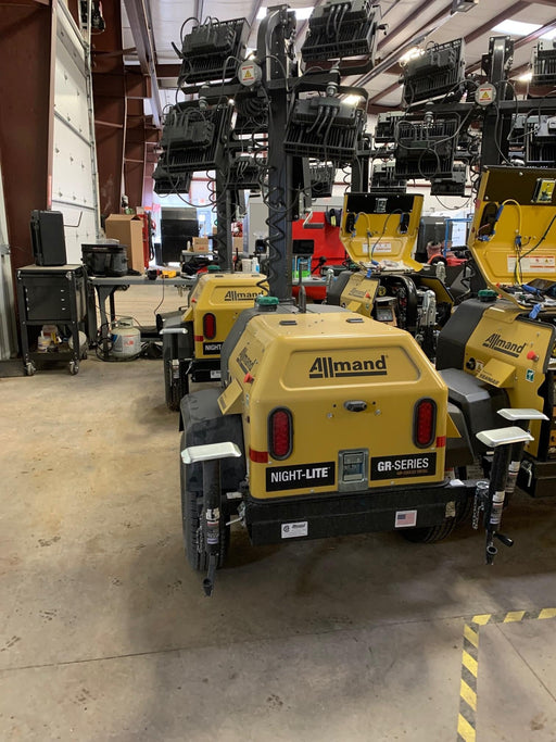 2022 Allmand NLV3GR (4) LED Light Fixture 350W, 23' Vertical Mast, 3kW Prime, Towable, ES Decals, T3