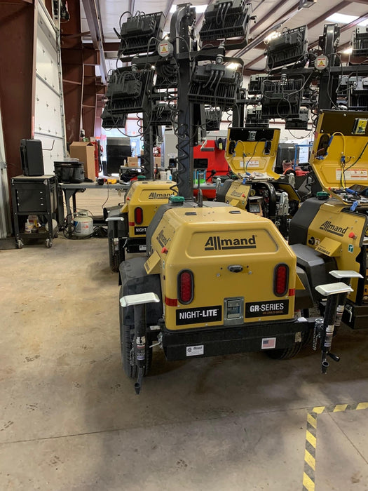 2022 Allmand NLV3GR (4) LED Light Fixture 350W, 23' Vertical Mast, 3kW Prime, Towable, ES Decals, T3