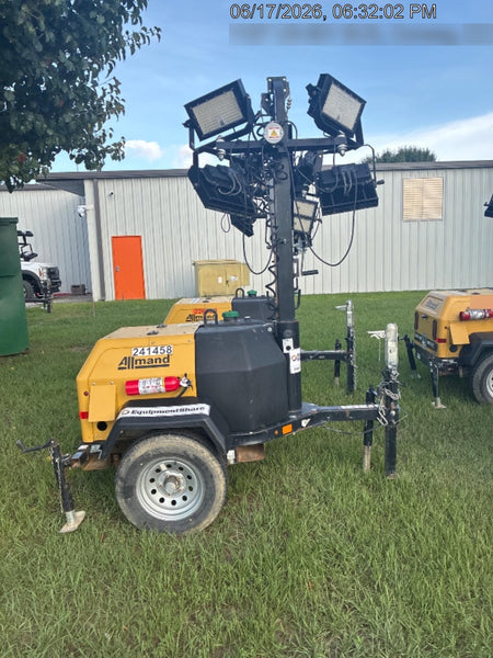 2022 Allmand NLV3GR (4) LED Light Fixture 350W, 23' Vertical Mast, 3kW Prime, Towable, Deep Sea L401, Leveling Jacks, Yanmar T4F 5.8hp