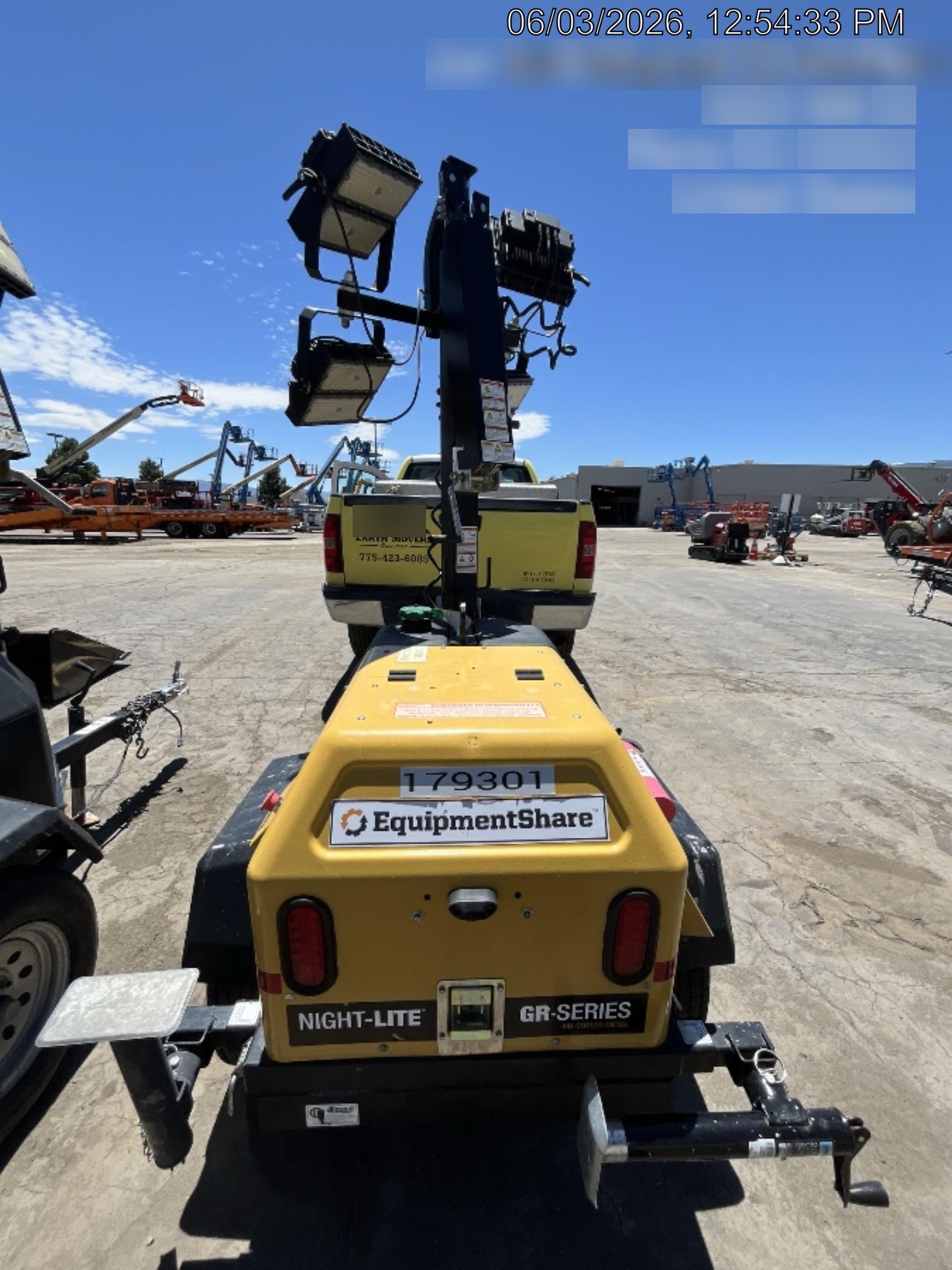 Allmand NLV3GR (4) LED Light Fixture 350W, 23' Vertical Mast, 3kW Prime, Towable, Deep Sea L401, Leveling Jacks, Yanmar T4F 5.8hp