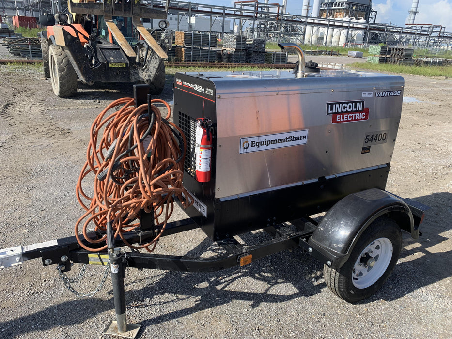 2019 Lincoln Electric Vantage 322 Welder Ready-Pak 3, Two wheel trailer, Fender and Light kit, Cable Rack