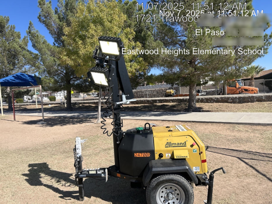 2022 Allmand NLV3GR (4) LED Light Fixture 350W, 23' Vertical Mast, 3kW Prime, Towable, ES Decals, T3