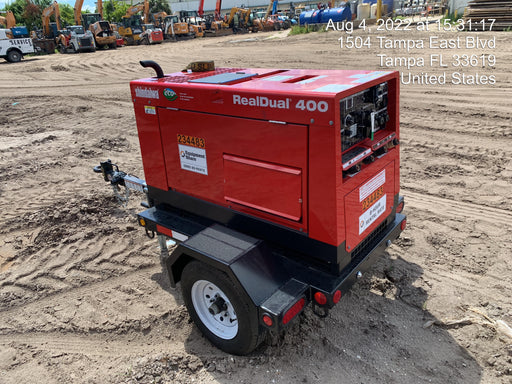 2022 Shindaiwa DGW400MDL Kubota D902 Engine, 23 HP, Dual Op Welder, Wire, Arc, Droop Stick, Tig, and CC Stick Functionality, Simulphase, 3 Phase and 1 Phase Gen Output, Single Axle NB Trlr, Slr Trckl Chrg 12V 12W, Fire Ext