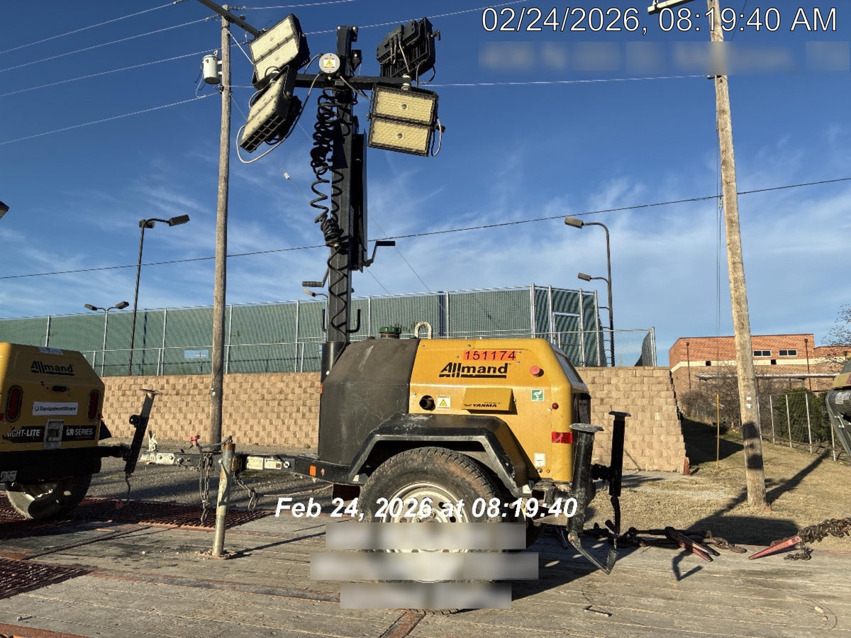 2021 Allmand NLV3GR (4) LED Light Fixture 350W, 23' Vertical Mast, 3kW Prime, Towable, Deep Sea L401, Leveling Jacks, Yanmar T4F 5.8hp