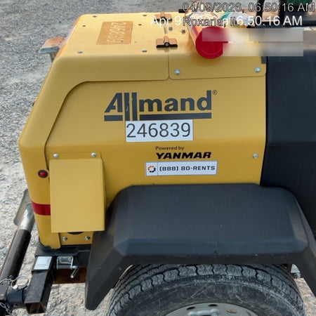 2022 Allmand NLV3GR (4) LED Light Fixture 350W, 23' Vertical Mast, 3kW Prime, Towable, ES Decals, T3