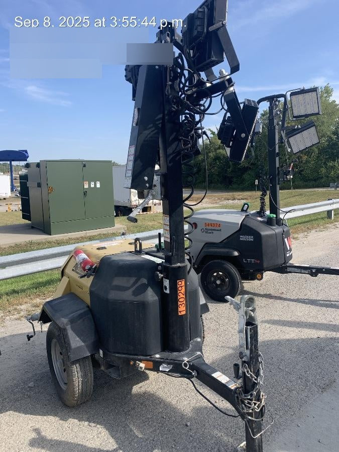 2021 Allmand NLV3GR (4) LED Light Fixture 350W, 23' Vertical Mast, 3kW Prime, Towable, Deep Sea L401, Leveling Jacks, Yanmar T4F 5.8hp
