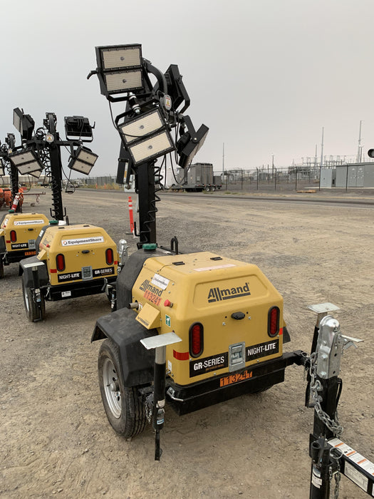 2020 Allmand NLV3GR (4) LED Light Fixture 350W, 23' Vertical Mast, 3kW Prime, Towable, Deep Sea L401, Leveling Jacks, Yanmar T4F 5.8hp