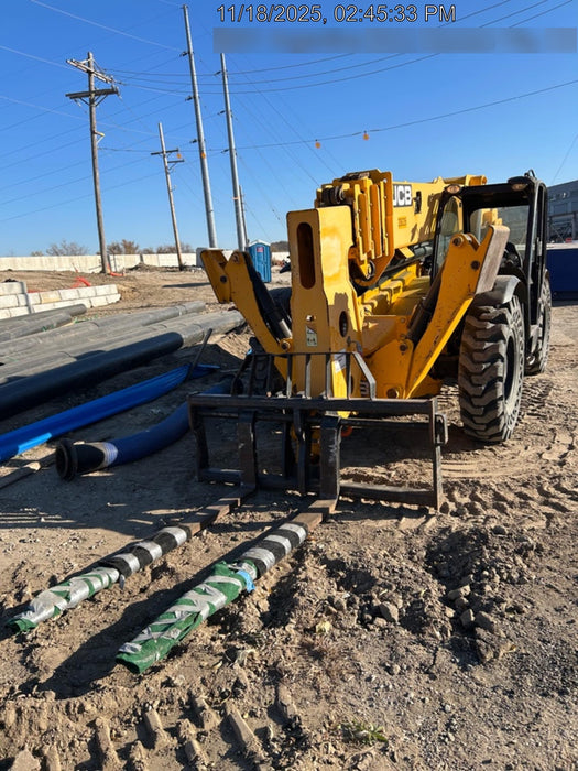 2019 JCB 510-56 74 HP w/Open ROPS, Beacon, Aux Hydraulics, Worklights, Solid Tires, 60" Carriage/Forks