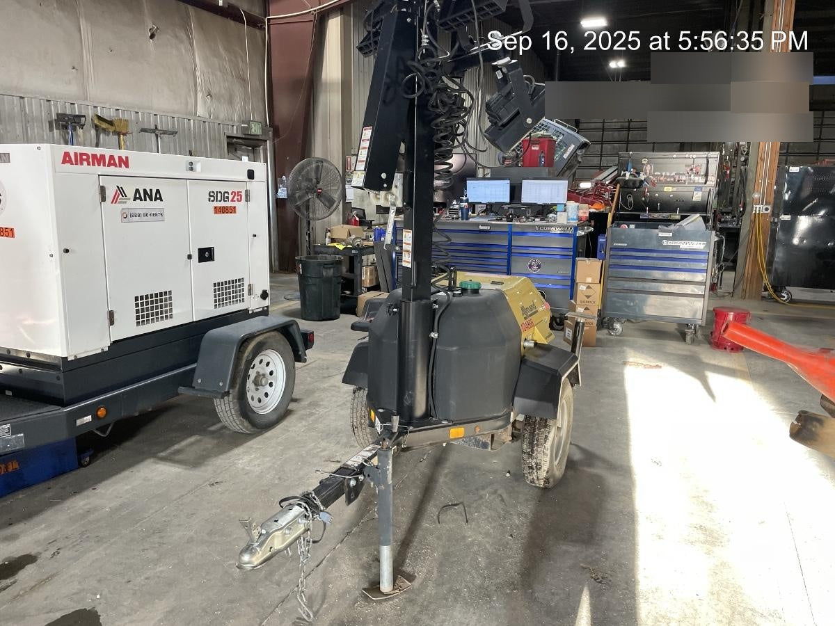 2020 Allmand NLV3GR (4) LED Light Fixture 350W, 23' Vertical Mast, 3kW Prime, Towable, Deep Sea L401, Leveling Jacks, Yanmar T4F 5.8hp