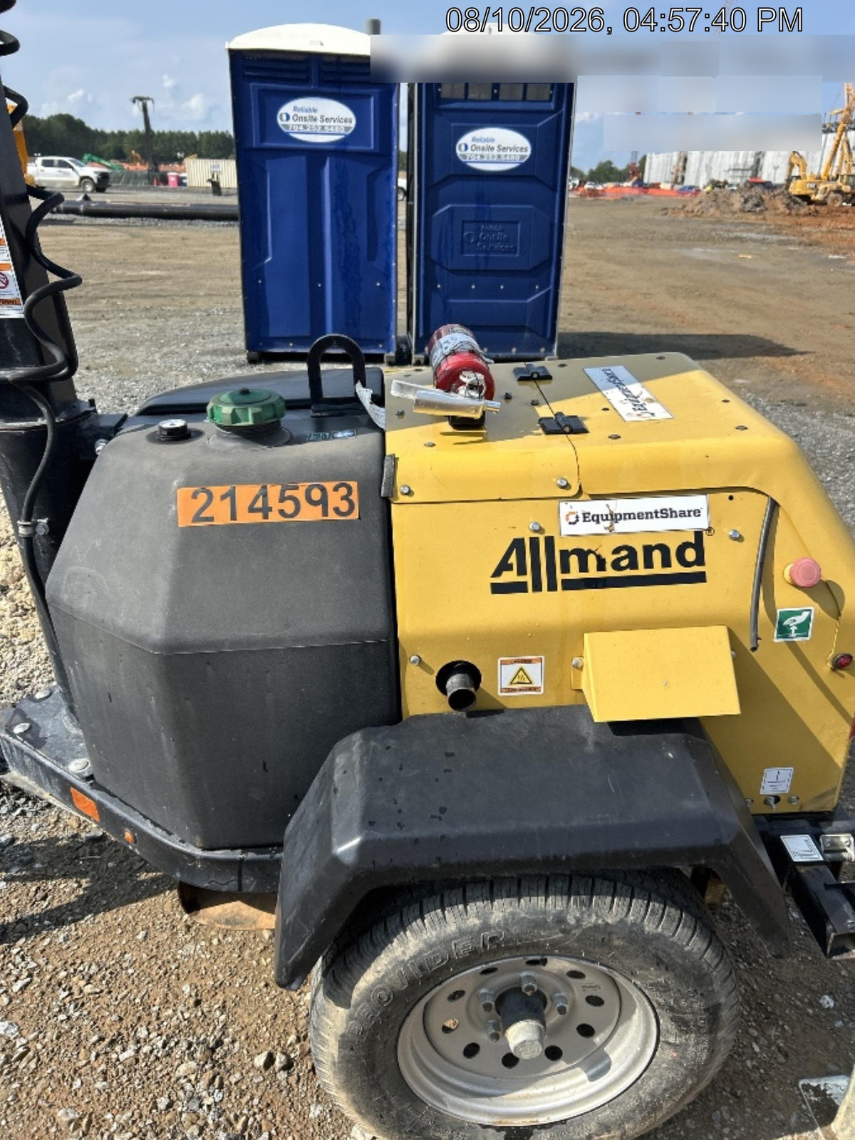 2022 Allmand NLV3GR (4) LED Light Fixture 350W, 23' Vertical Mast, 3kW Prime, Towable, Deep Sea L401, Leveling Jacks, Yanmar T4F 5.8hp