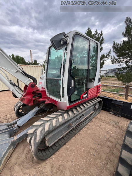 2019 Takeuchi TB290 Cab, AC, Rubber Tracks, Dozer Blade, Travel Alarm, Control Pattern Change Valve, Auxiliary Hydraulics w/18" Quick Coupler Bucket with teeth, 6.2 cu. ft. capacity/24" Quick Coupler Bucket with teeth, 8.6 cu. ft. capacity/36" Quick Coupler Bucket with teeth, 13.4 cu. ft. capacity, Quick Coupler, Hydraulic Thumb Installed