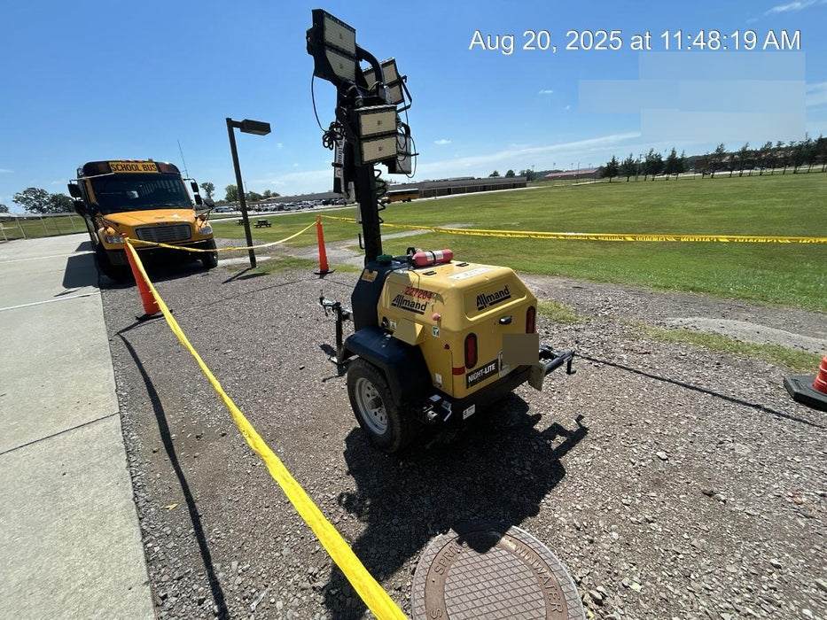 2022 Allmand NLV3GR (4) LED Light Fixture 350W, 23' Vertical Mast, 3kW Prime, Towable, Deep Sea L401, Leveling Jacks, Yanmar T4F 5.8hp