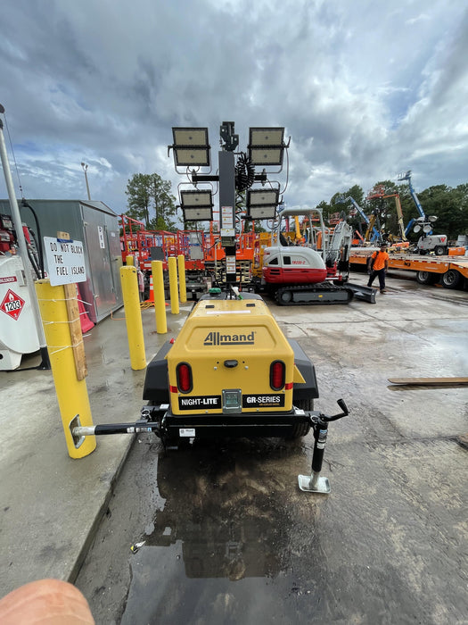 2022 Allmand NLV3GR (4) LED Light Fixture 350W, 23' Vertical Mast, 3kW Prime, Towable, Deep Sea L401, Leveling Jacks, Yanmar T4F 5.8hp