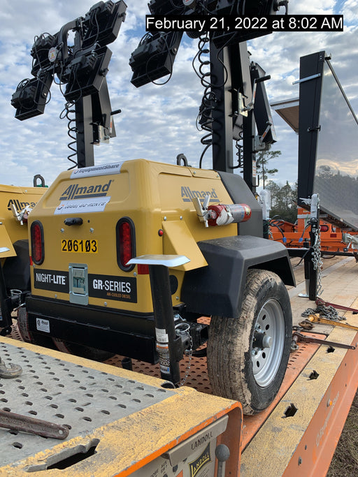 2022 Allmand NLV3GR (4) LED Light Fixture 350W, 23' Vertical Mast, 3kW Prime, Towable, Deep Sea L401, Leveling Jacks, Yanmar T4F 5.8hp