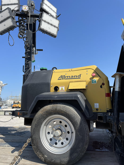 2022 Allmand NLV3GR (4) LED Light Fixture 350W, 23' Vertical Mast, 3kW Prime, Towable, Deep Sea L401, Leveling Jacks, Yanmar T4F 5.8hp