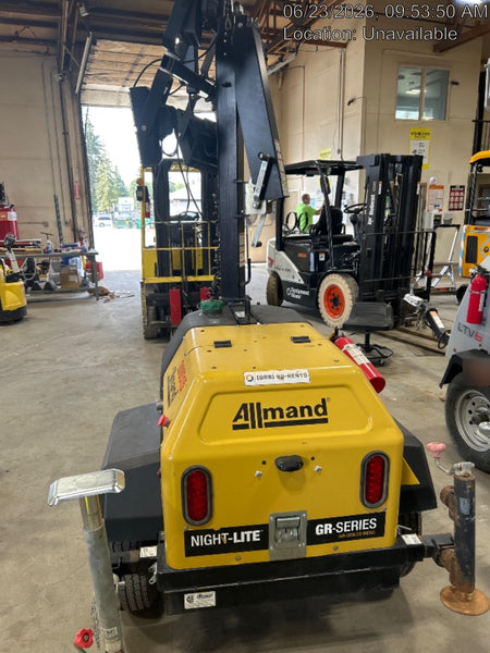 2022 Allmand NLV3GR (4) LED Light Fixture 350W, 23' Vertical Mast, 3kW Prime, Towable, Deep Sea L401, Leveling Jacks, Yanmar T4F 5.8hp
