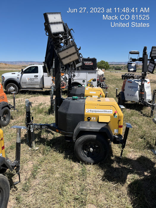 2022 Allmand NLV3GR (4) LED Light Fixture 350W, 23' Vertical Mast, 3kW Prime, Towable, Deep Sea L401, Leveling Jacks, Yanmar T4F 5.8hp