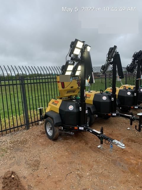 2022 Allmand NLV3GR (4) LED Light Fixture 350W, 23' Vertical Mast, 3kW Prime, Towable, Deep Sea L401, Leveling Jacks, Yanmar T4F 5.8hp