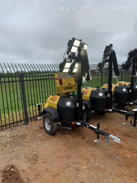 2022 Allmand NLV3GR (4) LED Light Fixture 350W, 23' Vertical Mast, 3kW Prime, Towable, Deep Sea L401, Leveling Jacks, Yanmar T4F 5.8hp
