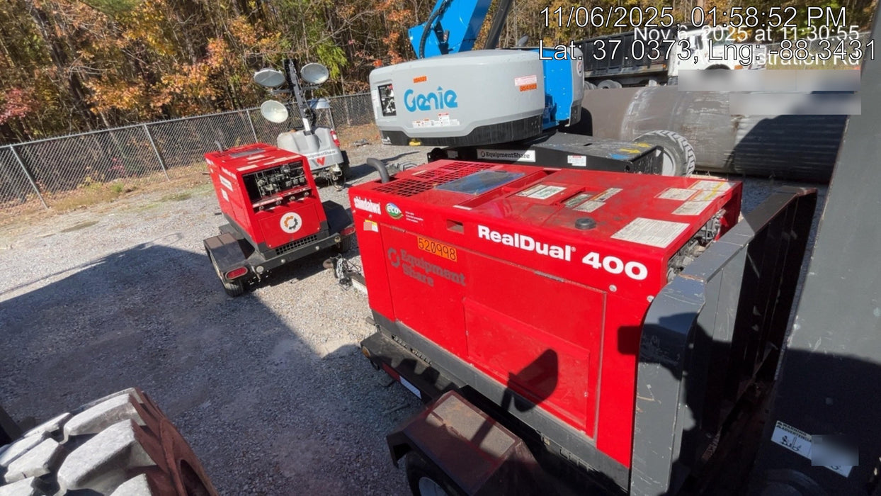 2023 Shindaiwa DGW400MDL Kubota D902 Engine, 23 HP, Dual Op Welder, Wire, Arc, Droop Stick, Tig, and CC Stick Functionality, Simulphase, 3 Phase and 1 Phase Gen Output, Single Axle NB Trlr, Slr Trckl Chrg 12V 12W, Fire Ext