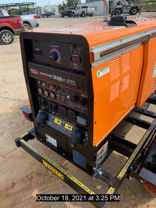 2021 Lincoln Electric Vantage 322 Vantage 322 Ready Pak 3 w/ Decals, ORANGE (includes trailer, cable rack, fender light kit) NO Telematics