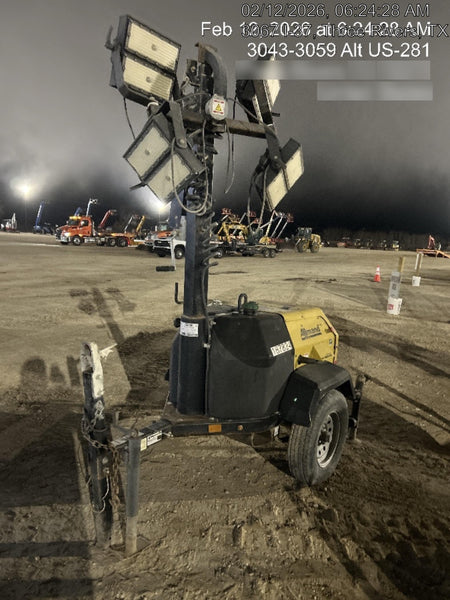 Allmand NLV3GR (4) LED Light Fixture 350W, 23' Vertical Mast, 3kW Prime, Towable, Deep Sea L401, Leveling Jacks, Yanmar T4F 5.8hp